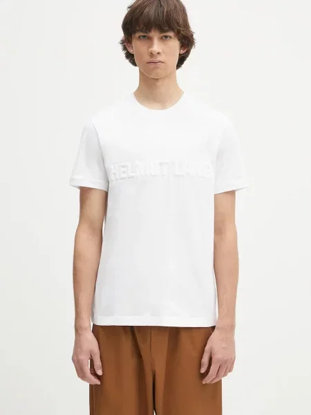 Majica Helmut Lang EMBOSSED.TEE.ROUNDED s aplikacijom bijela