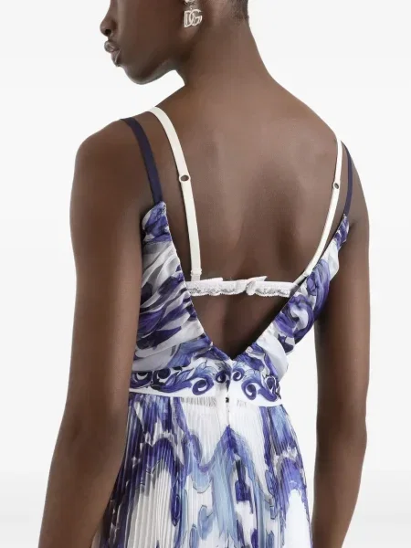 Rochie Dolce & Gabbana cu imagine plisată de costum albastru