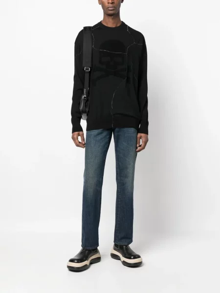 Vlněný svetr Philipp Plein černý