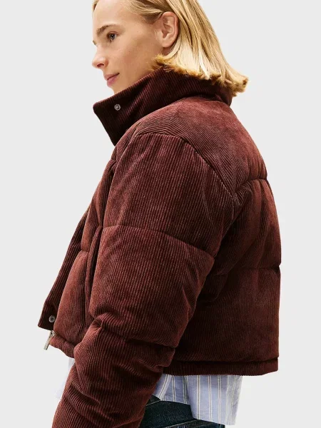 Вельветовая джинсовая куртка Tommy Jeans коричневая