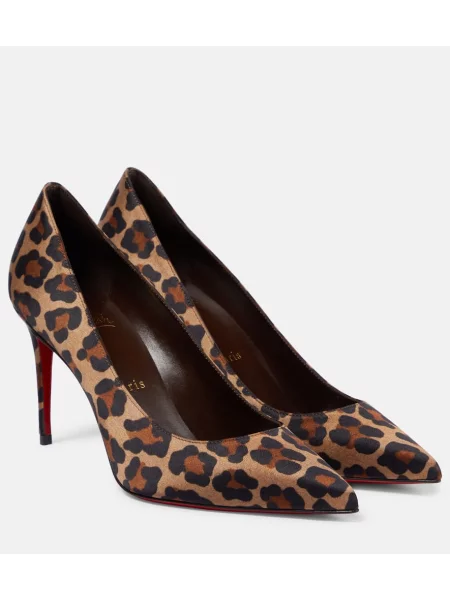 Pantofi cu toc Christian Louboutin din satin cu imagine cu model leopard