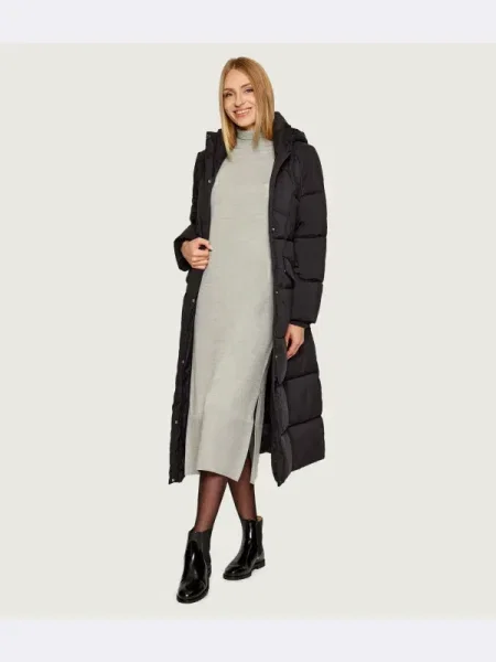 BOSS Orange rochie din lână maxi drept gri