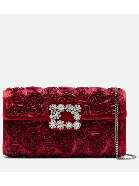 Saténové psaníčko Roger Vivier červené