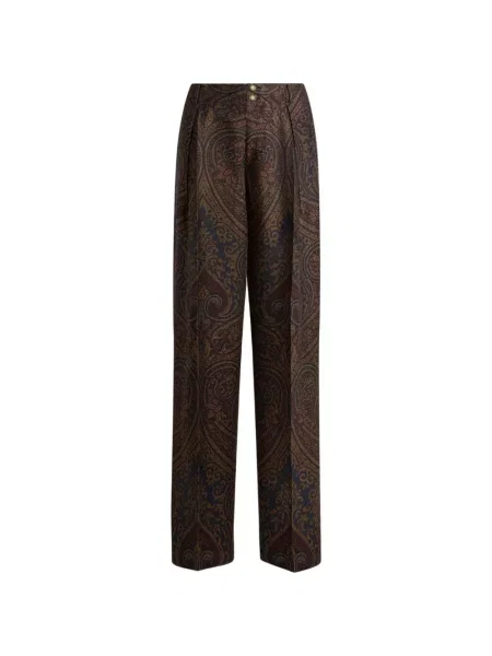 Pantaloni Etro de lână cu model paisley negru
