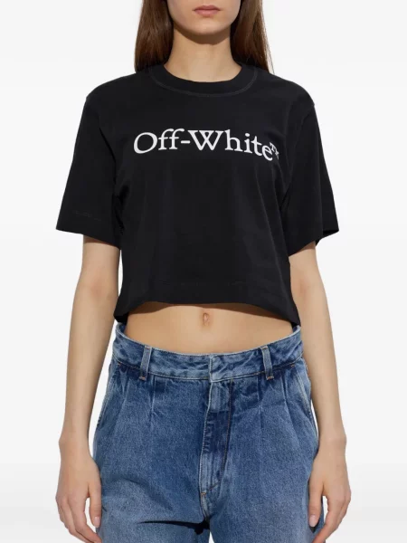 Decupat tricou Off-white cu imagine alb