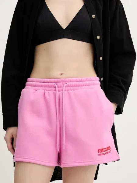 Rip Curl szorty z aplikacją high waist różowy