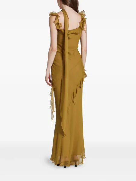 Rochie De La Vali cu volane de costum maro