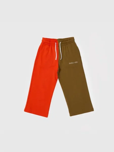 Maru + Bo Nadrág TWO-TONE STRAIGHT LEG SWEATPANTS umbra neonpiros szürke