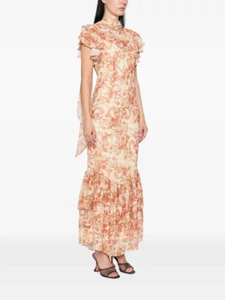 Rochie maxi De La Vali cu imagine cu model paisley galben