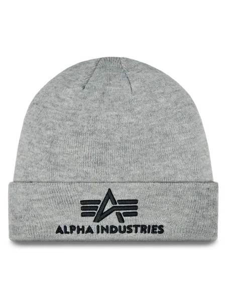 Alpha Industries căciulă 3D Beanie negru din țesătură uni gri