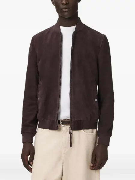 Kurtka bomber Allsaints zamszowy czerwony