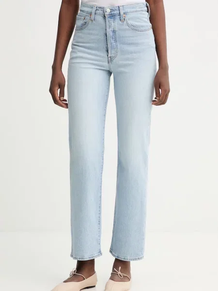 Levi's jeansy RIBCAGE STRAIGHT ANKLE niebieskie