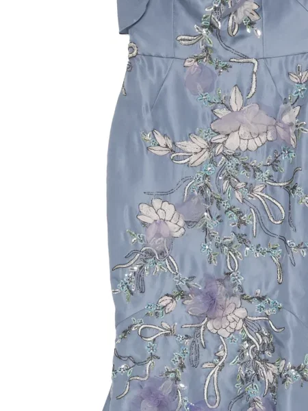 Rochie Marchesa cu broderie albastru