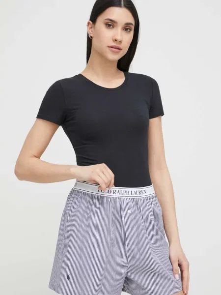 Горнище на пижама с къси ръкави Polo Ralph Lauren черно