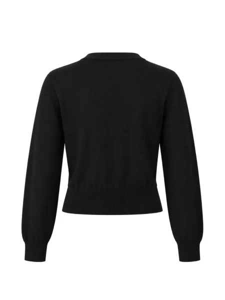 Cardigan Meimeij de lână cu model floral cu aplicații negru