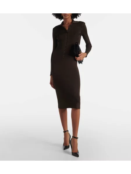 Rochie midi Tom Ford până la genunchi de costum maro