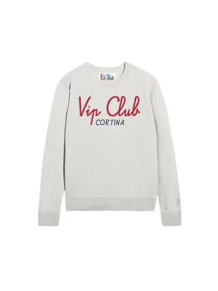 Sweter Mc2 Saint Barth z nadrukiem beżowy