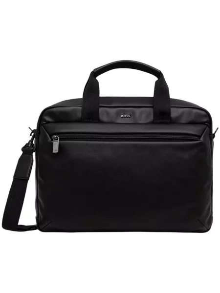 BOSS taška na notebook pánska z imitácie kože Jace_Doc Case čierna