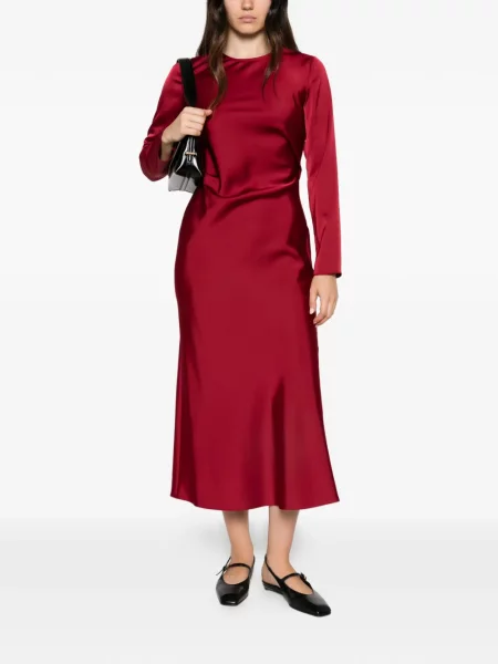 Lung rochie midi Emporio Armani din satin roșu