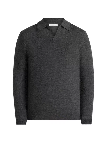 Lung tricou polo Manière De Voir de lână gri