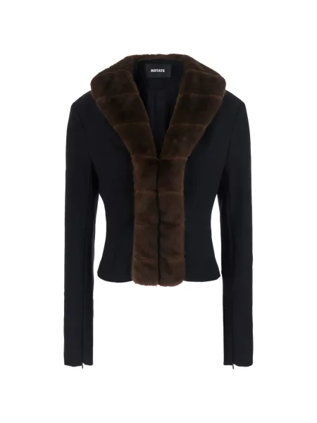 Gulerat cardigan Rotate Birger Christensen cu blană negru