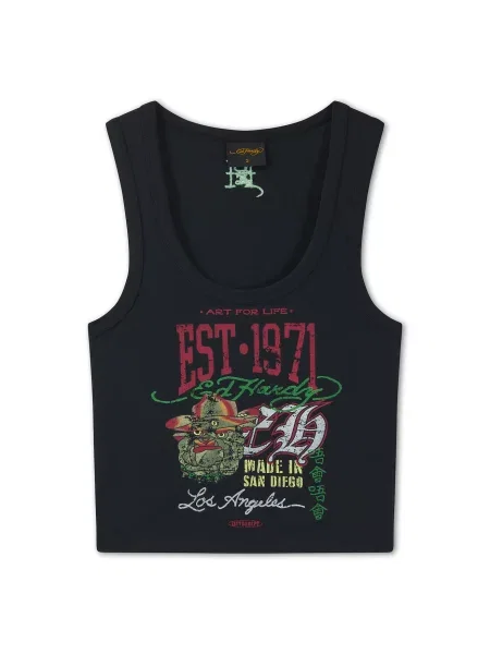 Ed Hardy Top verde / roșu / negru alb