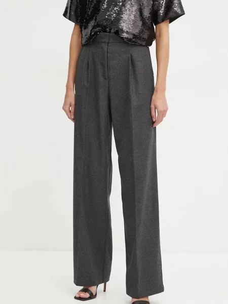 Forte Forte pantaloni de lana lat high waist pants negru