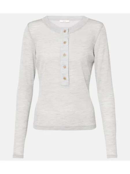 Top Vince de lână cu guler henley gri
