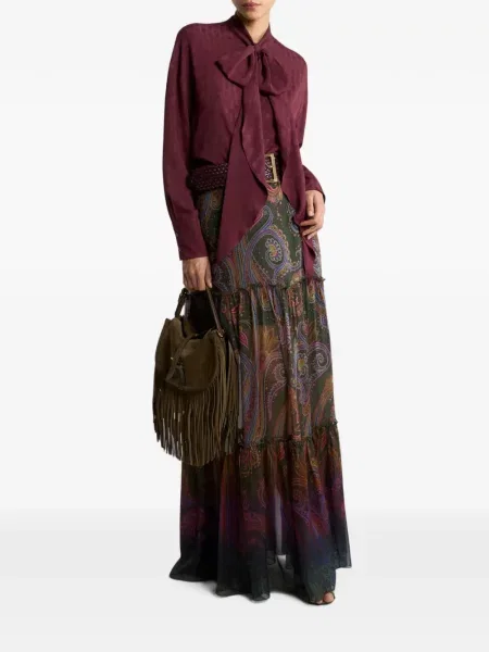 Fusta maxi Etro de mătase cu imagine cu model paisley verde