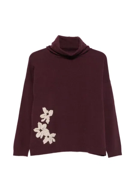 Pulover Whyci Milano cu model floral cu aplicații violet