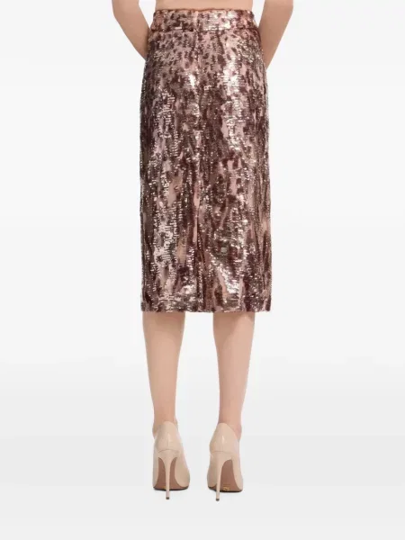 Fustă midi Elie Saab cu paiete maro