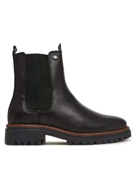 Barbour bőr bokacsizma Evie női platformos fekete