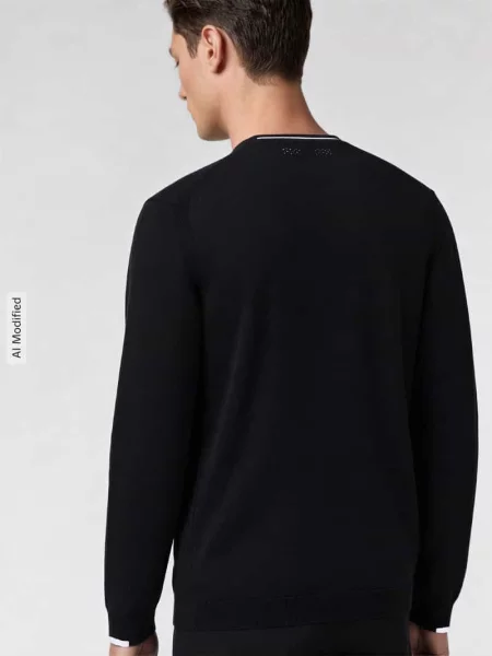 Sweter z dzianiny o kroju regular fit z czystej bawełny model ‘EVER-X’ Boss Green czarny