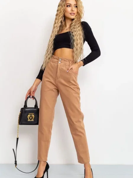 Джинси мом Ager бежевий