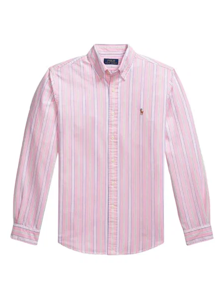 Tricou Polo Ralph Lauren din piele cu broderie în carouri maro