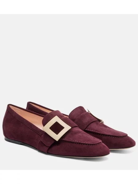Pantofi loafer Roger Vivier din piele de căprioară bordo