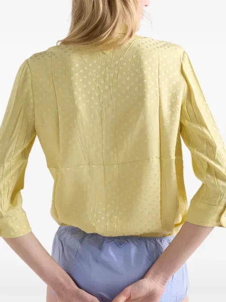 Cămașă Prada din satin cu buline galben
