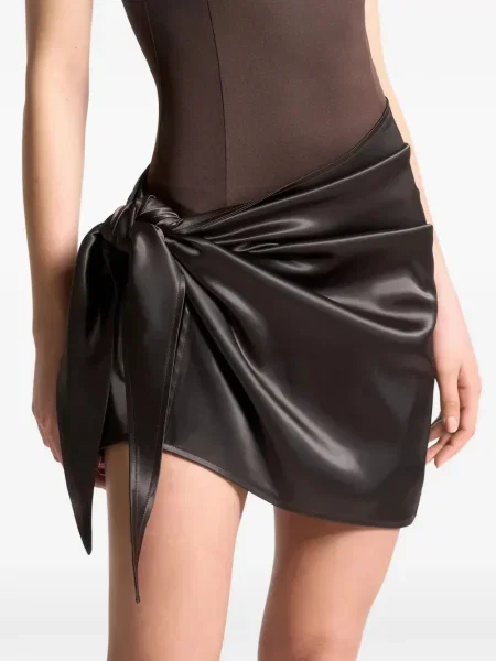 Rochie mini Manière De Voir din satin de costum maro