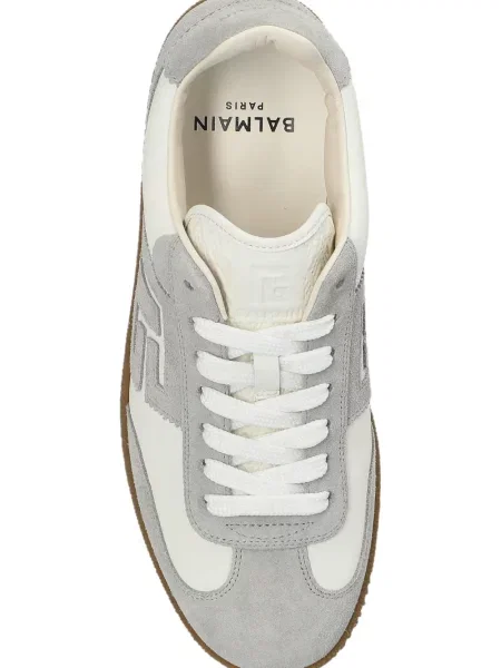 Sneakerși Balmain din piele cu autograf alb