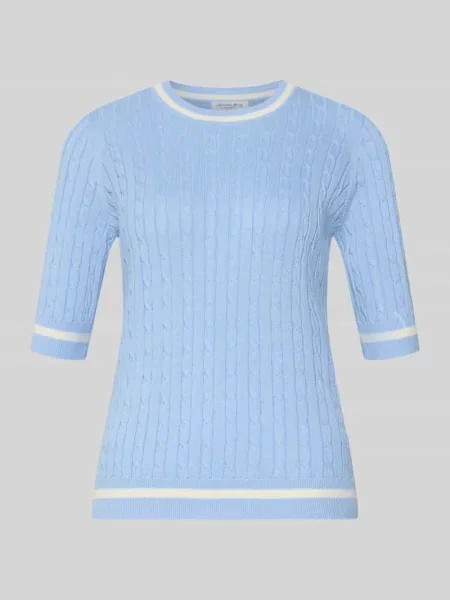 Sweter z dzianiny z prążkowanymi wykończeniami Christian Berg Woman błękitny