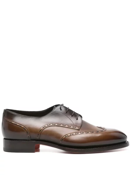 Pantofi derby Santoni din piele maro