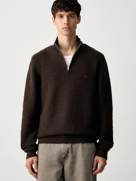 Levi's pulover pentru bărbați cu amestec de lână LIGHTWEIGHT HM QUARTER ZIP maro