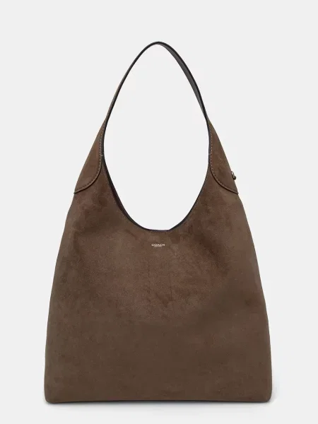 Coach geanta de mana din piele intoarsa Brooklyn maro