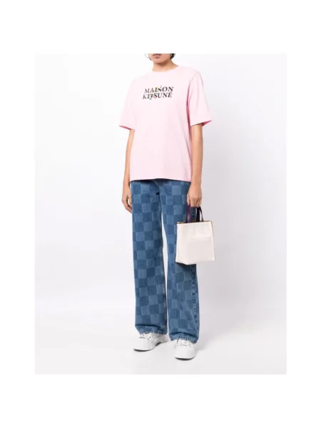 Koszulka Maison Kitsune z nadrukiem różowa
