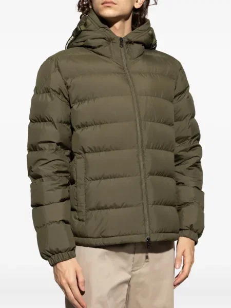 Geacă cu puf Moncler cu glugă verde
