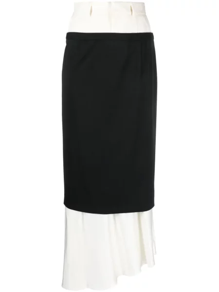 Fustă midi Mm6 Maison Margiela până la genunchi negru