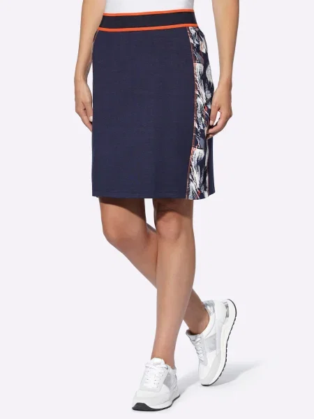 Heine Fustă albastru marin / portocaliu neon alb