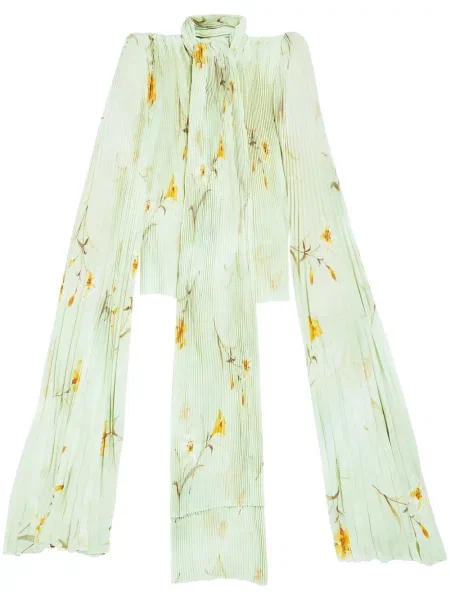 Bluză Balenciaga cu model floral cu imagine plisată verde