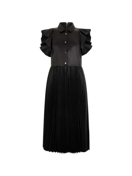 Rochie Valentino Garavani cu volane plisată de costum negru