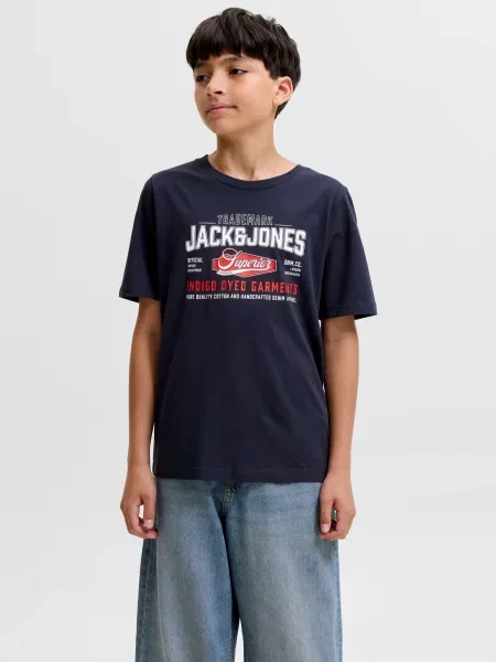 Jack & Jones Junior Tricou albastru marin / roșu intens alb